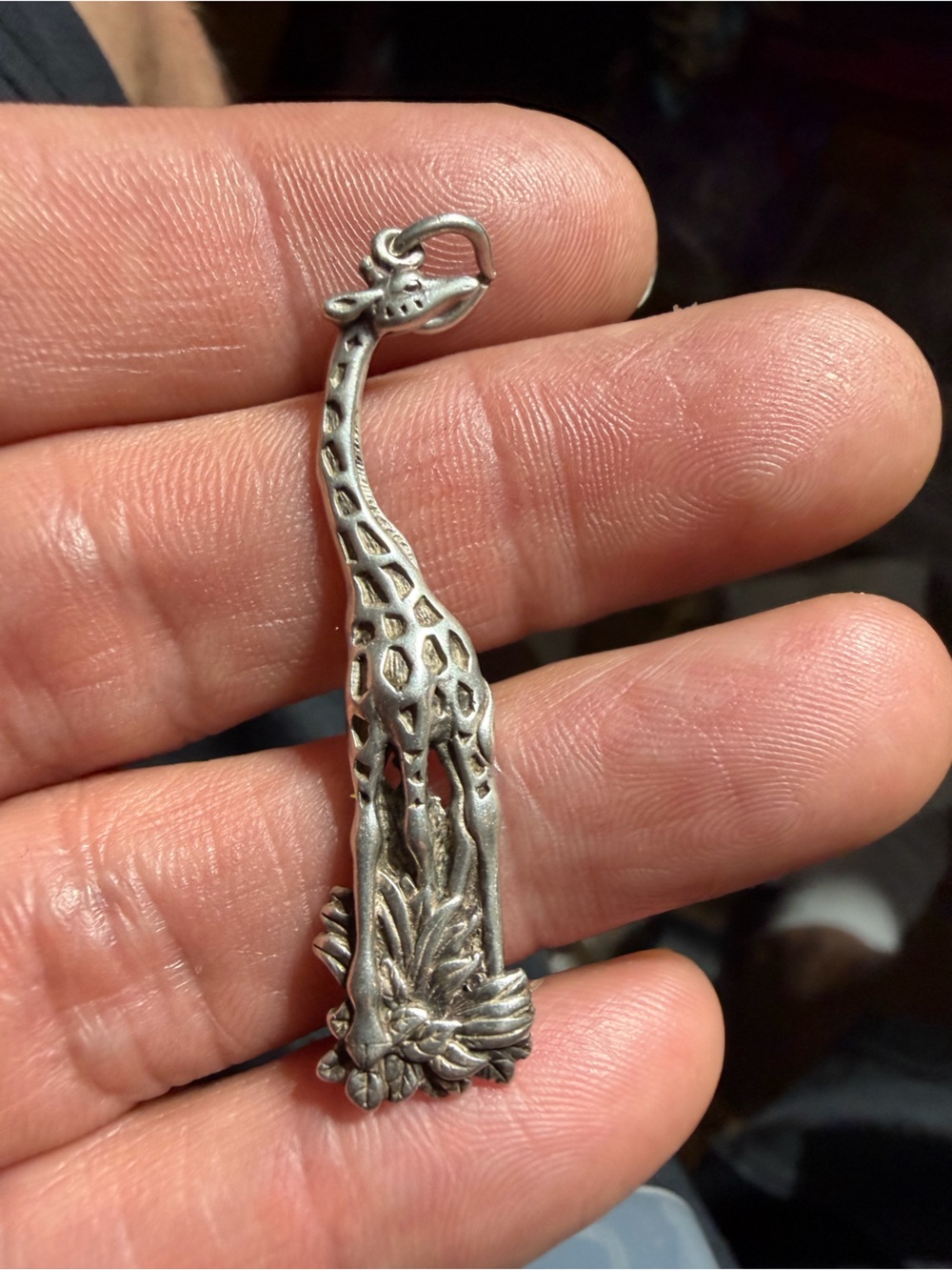 Vintage Sterling Silver Giraffe Pendant Charm